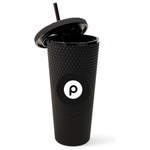 Diamond Studded Tumbler With Lid and Straw 24oz - Black