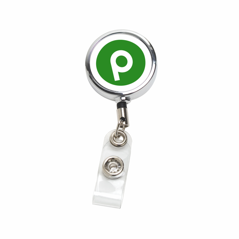 Chrome Metal Retractable Badge Reel and Badge Holder