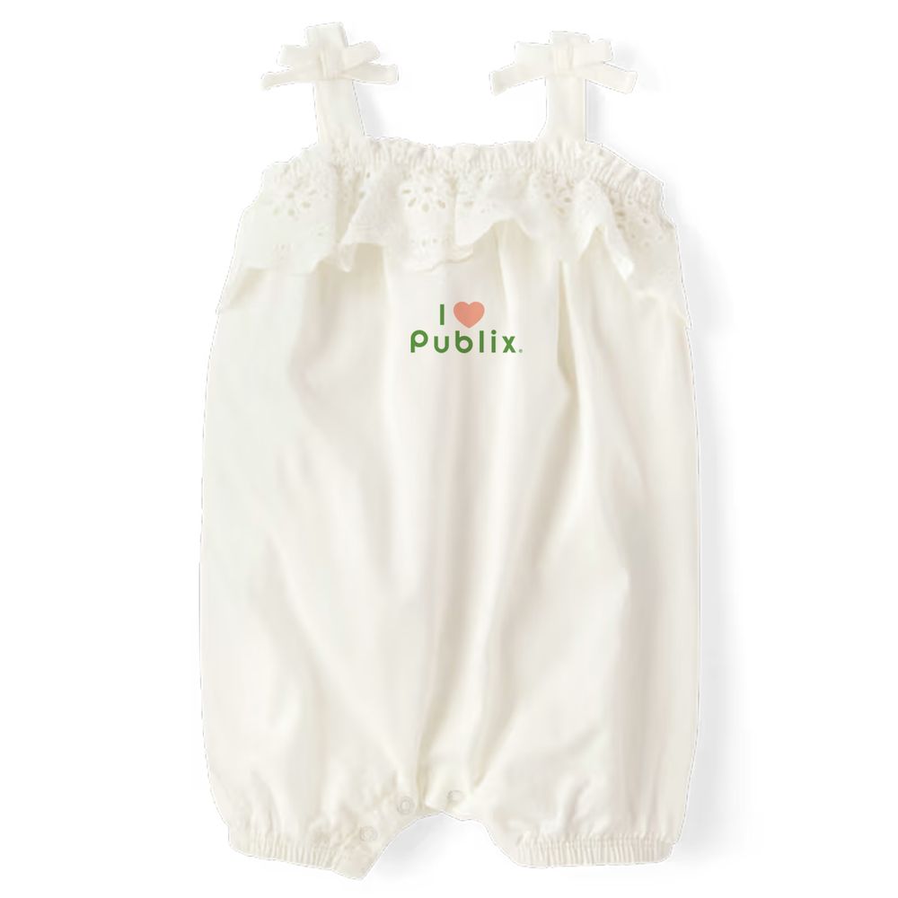 Baby Girls Bow Shoulder Eyelet Romper