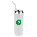 Can Shaped Stainless Steel Tumbler, 20oz with straw