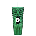Diamond Studded Cup With Lid and Straw 24oz - Green