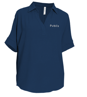Ladies Woven Airflow Collared V-neck Short Sleeve Top