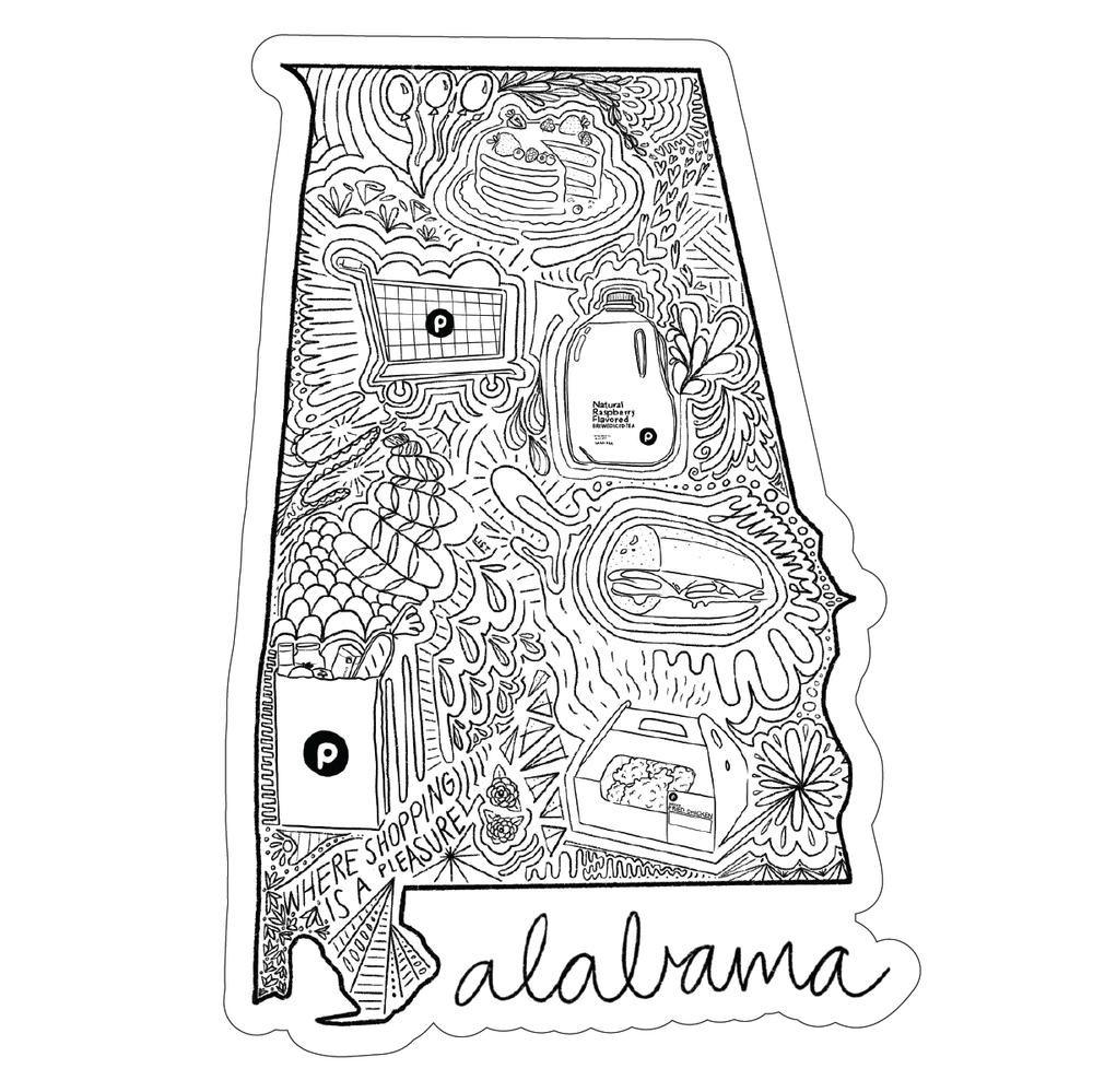 State Of Alabama Publix Illustrated Sticker