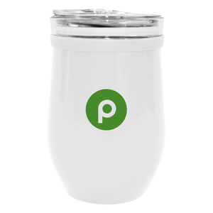 Glass and Stainless Steel Wine Tumbler, 8 oz.