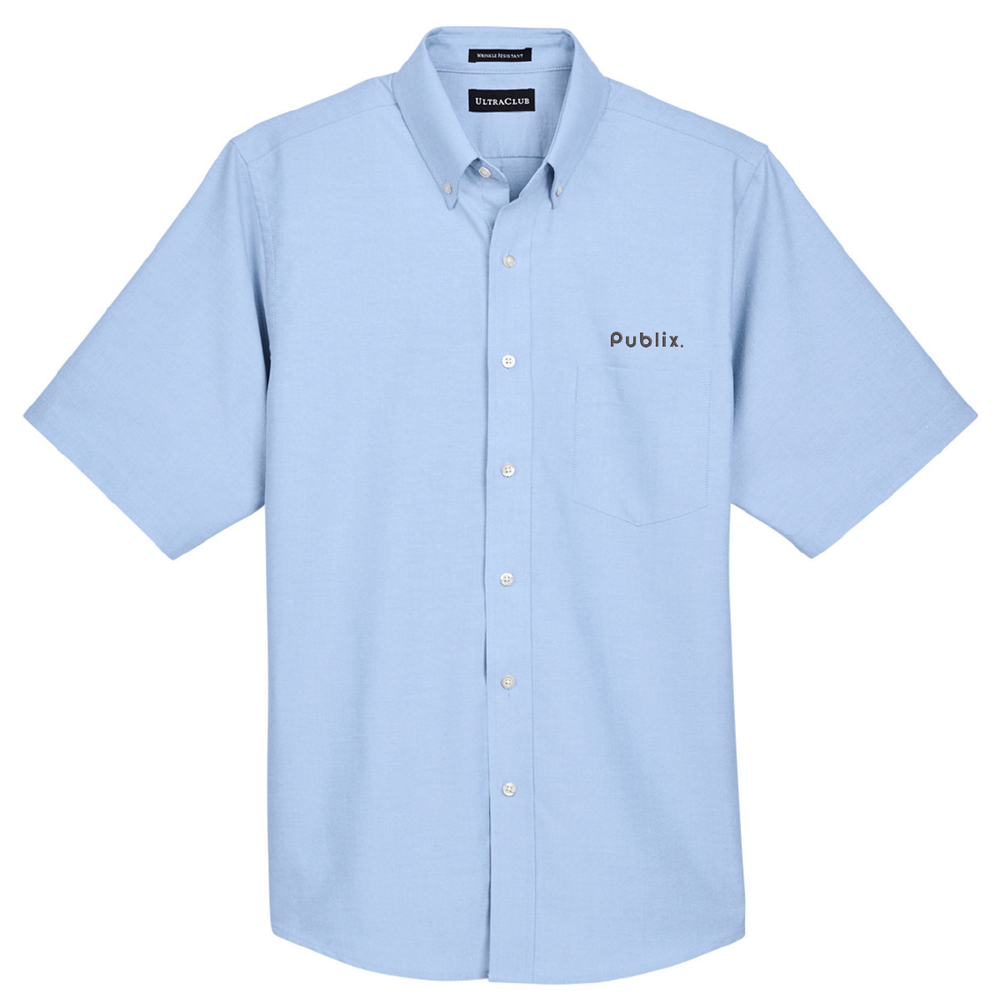 UltraClub Men's Classic Wrinkle-Resistant Short-Sleeve Oxford