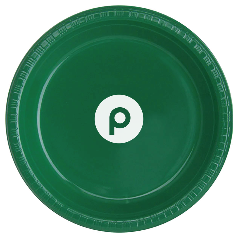7" Round Plastic Plate - Green (Package of 12)