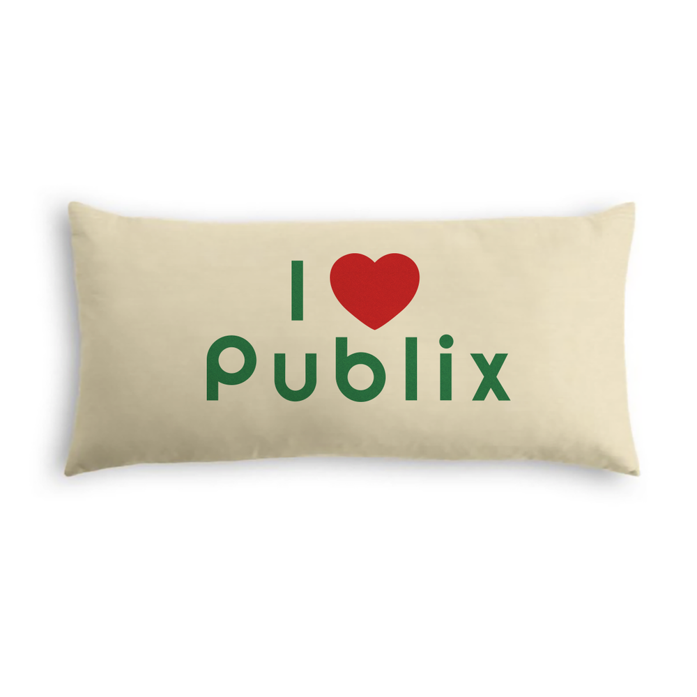 Handpainted / Handmade Lumbar I Heart Publix Pillow