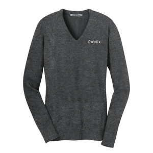 Port Authority® Ladies' V-Neck Sweater - Charcoal Heather