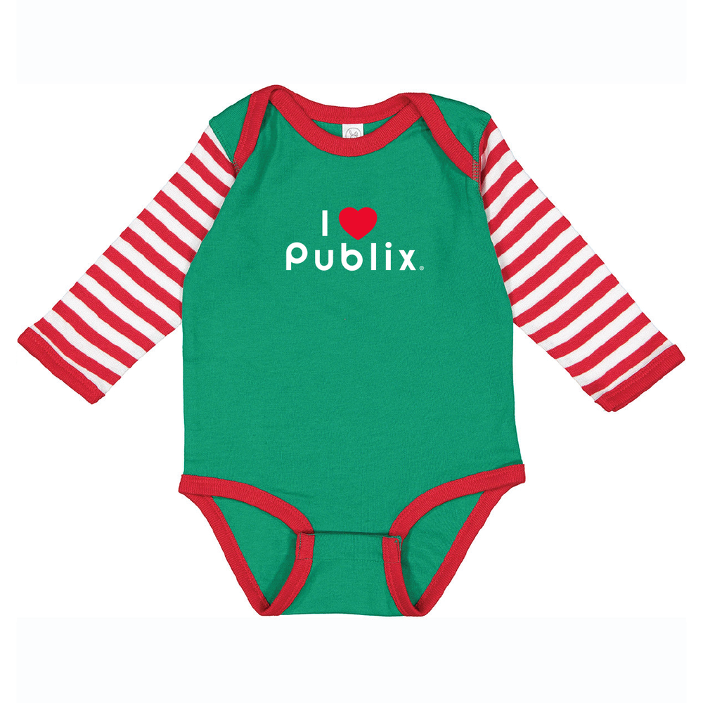 Rabbit Skins Infant Long-Sleeve Baby Rib Bodysuit - KELLY/RED/WHITE